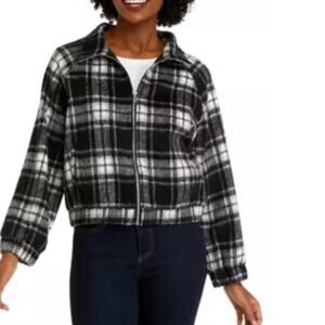 Philosophy Womens M Black White Plaid Zip Front Jacket